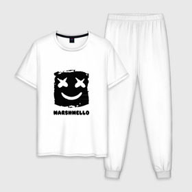 Мужская пижама хлопок с принтом MARSHMELLO в Курске, 100% хлопок | брюки и футболка прямого кроя, без карманов, на брюках мягкая резинка на поясе и по низу штанин
 | 