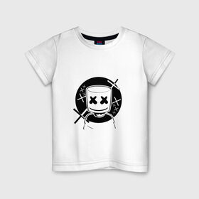 Детская футболка хлопок с принтом MARSHMELLO в Курске, 100% хлопок | круглый вырез горловины, полуприлегающий силуэт, длина до линии бедер | Тематика изображения на принте: dj | marshmello | usa | америка | клубная музыка | маршмелло | музыка | музыкант