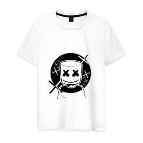 Мужская футболка хлопок с принтом MARSHMELLO в Курске, 100% хлопок | прямой крой, круглый вырез горловины, длина до линии бедер, слегка спущенное плечо. | dj | marshmello | usa | америка | клубная музыка | маршмелло | музыка | музыкант