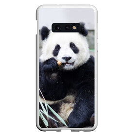 Чехол для Samsung S10E с принтом Большая панда в Курске, Силикон | Область печати: задняя сторона чехла, без боковых панелей | Тематика изображения на принте: бамбук | белый | джунгли | дикое | животное | китай | лес | медведь | черный
