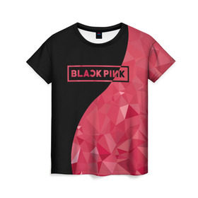 Женская футболка 3D с принтом BLACKPINK в Курске, 100% полиэфир ( синтетическое хлопкоподобное полотно) | прямой крой, круглый вырез горловины, длина до линии бедер | black  pink | blackpink | jennie | jisoo | k pop | lalisa | группа | инь янь | к поп | корейская группа | розовый | черный