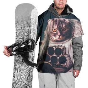 Накидка на куртку 3D с принтом Кот астронавт в Курске, 100% полиэстер |  | 