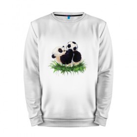 Мужской свитшот хлопок с принтом Милая панда в Курске, 100% хлопок |  | мяч | футбол