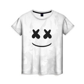 Женская футболка 3D с принтом MARSHMELLO в Курске, 100% полиэфир ( синтетическое хлопкоподобное полотно) | прямой крой, круглый вырез горловины, длина до линии бедер | dj | marshmello | usa | америка | клубная музыка | маршмелло | музыка | музыкант