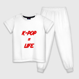 Детская пижама хлопок с принтом K-POP = LIFE в Курске, 100% хлопок |  брюки и футболка прямого кроя, без карманов, на брюках мягкая резинка на поясе и по низу штанин
 | bts | j hope | jimin | jin | jungkook | k pop | rap monster | rapmon | suga | v | бтс | группа | корея
