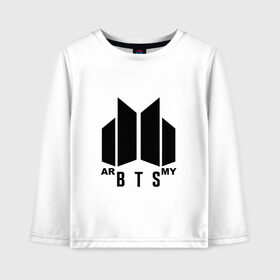 Детский лонгслив хлопок с принтом BTS ARMY в Курске, 100% хлопок | круглый вырез горловины, полуприлегающий силуэт, длина до линии бедер | bts | j hope | jimin | jin | jungkook | k pop | rap monster | rapmon | suga | v | бтс | группа | корея