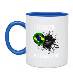 Кружка двухцветная с принтом Сборная Бразилии в Курске, керамика | объем — 330 мл, диаметр — 80 мм. Цветная ручка и кайма сверху, в некоторых цветах — вся внутренняя часть | brasil | brazil | football | neymar | pele | sport | бразилия | гол | игрок | карнавал | марсело | мяч | неймар | пеле | рио | сборная | спорт | тренер | футбол | чемпион | чемпионат