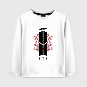 Детский лонгслив хлопок с принтом BTS ARMY в Курске, 100% хлопок | круглый вырез горловины, полуприлегающий силуэт, длина до линии бедер | bts | bts army | j hope | jimin | jin | jungkook | k pop | rap monster | rapmon | suga | v | бтс | группа | корея