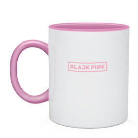 Кружка двухцветная с принтом BlackPink 97 ROSE в Курске, керамика | объем — 330 мл, диаметр — 80 мм. Цветная ручка и кайма сверху, в некоторых цветах — вся внутренняя часть | 97 rose | black  pink | blackpink | jennie | jisoo | k pop | lalisa | группа | к поп | корейская группа | розовый | черный