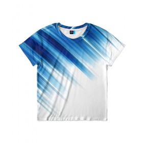 Детская футболка 3D с принтом ABSTRACT BLUE в Курске, 100% гипоаллергенный полиэфир | прямой крой, круглый вырез горловины, длина до линии бедер, чуть спущенное плечо, ткань немного тянется | abstract | blue | geometry | абстракция | геометрия | градиент | линии | синий