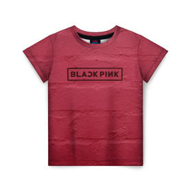 Детская футболка 3D с принтом BlackPink wall в Курске, 100% гипоаллергенный полиэфир | прямой крой, круглый вырез горловины, длина до линии бедер, чуть спущенное плечо, ткань немного тянется | black  pink | blackpink | jennie | jisoo | k pop | lalisa | группа | к поп | корейская группа | розовый | черный