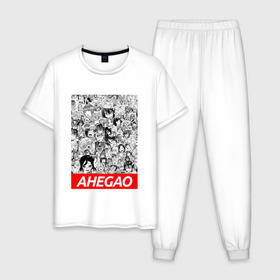 Мужская пижама хлопок с принтом AHEGAO в Курске, 100% хлопок | брюки и футболка прямого кроя, без карманов, на брюках мягкая резинка на поясе и по низу штанин
 | ahegao | anime | аниме | ахегао | культура | тренд