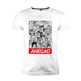 Мужская футболка премиум с принтом AHEGAO в Курске, 92% хлопок, 8% лайкра | приталенный силуэт, круглый вырез ворота, длина до линии бедра, короткий рукав | ahegao | anime | аниме | ахегао | культура | тренд