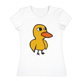 Женская футболка хлопок с принтом Утка в Курске, 100% хлопок | прямой крой, круглый вырез горловины, длина до линии бедер, слегка спущенное плечо | duck | duckling | утенок | утка