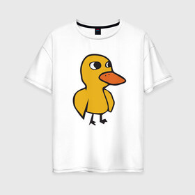 Женская футболка хлопок Oversize с принтом Утка в Курске, 100% хлопок | свободный крой, круглый ворот, спущенный рукав, длина до линии бедер
 | duck | duckling | утенок | утка