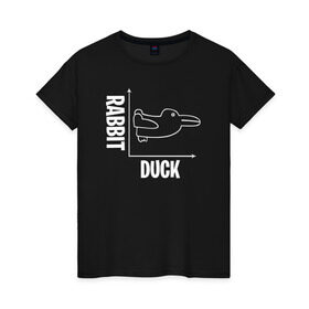 Женская футболка хлопок с принтом Геометрия в Курске, 100% хлопок | прямой крой, круглый вырез горловины, длина до линии бедер, слегка спущенное плечо | duck | duckling | заяц | математика | мем | утенок | утка