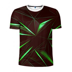 Мужская футболка 3D спортивная с принтом STRIPES GREEN 3D в Курске, 100% полиэстер с улучшенными характеристиками | приталенный силуэт, круглая горловина, широкие плечи, сужается к линии бедра | abstract | geometry | абстракция | геометрия | градиент | линии