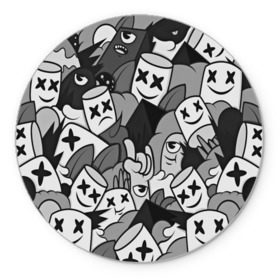 Коврик круглый с принтом Marshmello в Курске, резина и полиэстер | круглая форма, изображение наносится на всю лицевую часть | 