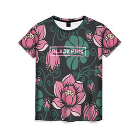 Женская футболка 3D с принтом BlackPink в Курске, 100% полиэфир ( синтетическое хлопкоподобное полотно) | прямой крой, круглый вырез горловины, длина до линии бедер | black  pink | blackpink | jennie | jisoo | k pop | lalisa | группа | к поп | корейская группа | розовый | черный