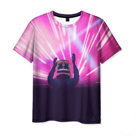 Мужская футболка 3D с принтом MARSHMELLO в Курске, 100% полиэфир | прямой крой, круглый вырез горловины, длина до линии бедер | Тематика изображения на принте: dj | marshmello | usa | америка | клубная музыка | маршмелло | музыка | музыкант