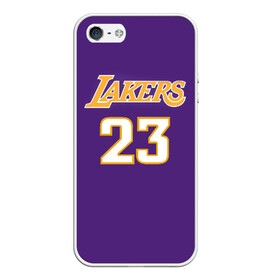 Чехол для iPhone 5/5S матовый с принтом Lakers в Курске, Силикон | Область печати: задняя сторона чехла, без боковых панелей | 