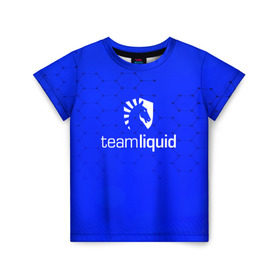 Детская футболка 3D с принтом TEAM LIQUID E-SPORT в Курске, 100% гипоаллергенный полиэфир | прямой крой, круглый вырез горловины, длина до линии бедер, чуть спущенное плечо, ткань немного тянется | 