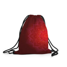 Рюкзак-мешок 3D с принтом Красная мандала в Курске, 100% полиэстер | плотность ткани — 200 г/м2, размер — 35 х 45 см; лямки — толстые шнурки, застежка на шнуровке, без карманов и подкладки | Тематика изображения на принте: символ | узор | цветок
