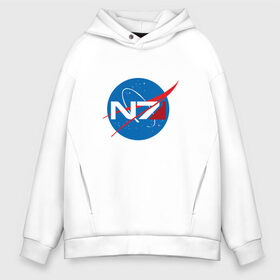 Мужское худи Oversize хлопок с принтом NASA N7 MASS EFFECT в Курске, френч-терри — 70% хлопок, 30% полиэстер. Мягкий теплый начес внутри —100% хлопок | боковые карманы, эластичные манжеты и нижняя кромка, капюшон на магнитной кнопке | Тематика изображения на принте: logo | n7 | nasa | space | логотип | масс эффект | н7 | наса