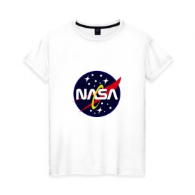 Женская футболка хлопок с принтом nasa fashion в Курске, 100% хлопок | прямой крой, круглый вырез горловины, длина до линии бедер, слегка спущенное плечо | 