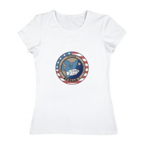 Женская футболка хлопок с принтом apollo 1 NASA collection в Курске, 100% хлопок | прямой крой, круглый вырез горловины, длина до линии бедер, слегка спущенное плечо | Тематика изображения на принте: 