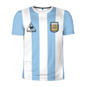 Мужская футболка 3D спортивная с принтом Марадона Аргентина ретро в Курске, 100% полиэстер с улучшенными характеристиками | приталенный силуэт, круглая горловина, широкие плечи, сужается к линии бедра | Тематика изображения на принте: maradona | аргентина | марадона | ретро