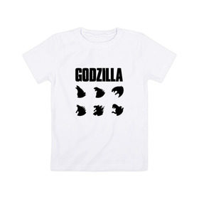 Детская футболка хлопок с принтом GODZILLA в Курске, 100% хлопок | круглый вырез горловины, полуприлегающий силуэт, длина до линии бедер | Тематика изображения на принте: 