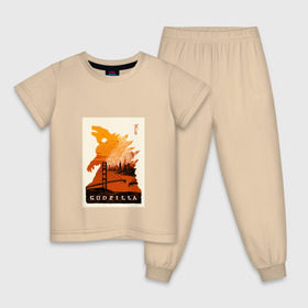 Детская пижама хлопок с принтом GODZILLA POSTER в Курске, 100% хлопок |  брюки и футболка прямого кроя, без карманов, на брюках мягкая резинка на поясе и по низу штанин
 | comic con | godzilla | gojira | logo | годзилла | знаки | иероглифы | лого | монстр | фильм | чудовище