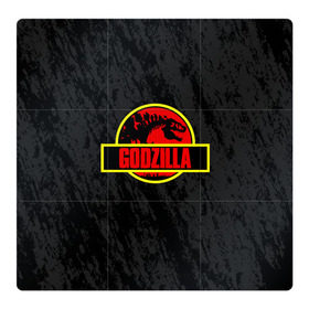 Магнитный плакат 3Х3 с принтом JURASSIC GODZILLA в Курске, Полимерный материал с магнитным слоем | 9 деталей размером 9*9 см | comic con | godzilla | gojira | logo | годзилла | знаки | иероглифы | лого | монстр | фильм | чудовище