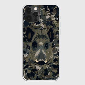Чехол для iPhone 12 Pro с принтом Камуфляж с кабаном в Курске, силикон | область печати: задняя сторона чехла, без боковых панелей | кабан | милитари | свин | хряк