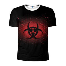 Мужская футболка 3D спортивная с принтом Biohazard в Курске, 100% полиэстер с улучшенными характеристиками | приталенный силуэт, круглая горловина, широкие плечи, сужается к линии бедра | biohazard | plague inc | биологическая опасность | знак
