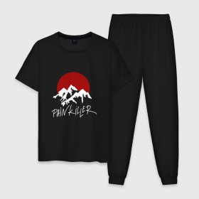 Мужская пижама хлопок с принтом Painkiller Mountain в Курске, 100% хлопок | брюки и футболка прямого кроя, без карманов, на брюках мягкая резинка на поясе и по низу штанин
 | Тематика изображения на принте: jeembo | джангирян | джимбо