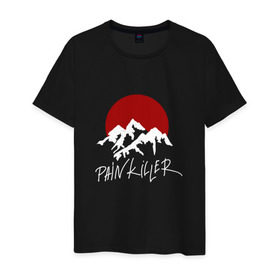 Мужская футболка хлопок с принтом Painkiller Mountain в Курске, 100% хлопок | прямой крой, круглый вырез горловины, длина до линии бедер, слегка спущенное плечо. | Тематика изображения на принте: jeembo | джангирян | джимбо