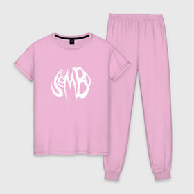 Женская пижама хлопок с принтом JEEMBO. logo в Курске, 100% хлопок | брюки и футболка прямого кроя, без карманов, на брюках мягкая резинка на поясе и по низу штанин | jeembo | джангирян | джимбо