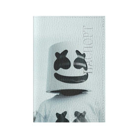 Обложка для паспорта матовая кожа с принтом MARSHMELLO в Курске, натуральная матовая кожа | размер 19,3 х 13,7 см; прозрачные пластиковые крепления | dj | marshmello | usa | америка | клубная музыка | маршмелло | музыка | музыкант