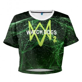 Женская футболка 3D укороченная с принтом WATCH DOGS 2 в Курске, 100% полиэстер | круглая горловина, длина футболки до линии талии, рукава с отворотами | action | ct os | fox | gamer | hacker | player | watch dogs | watch dogs 2 | знак лиса | хакер