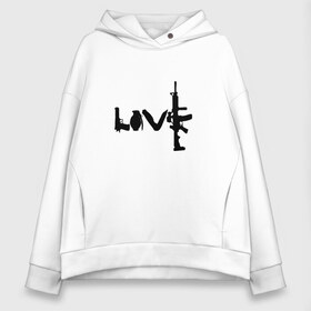 Женское худи Oversize хлопок с принтом LOVE WEAPON в Курске, френч-терри — 70% хлопок, 30% полиэстер. Мягкий теплый начес внутри —100% хлопок | боковые карманы, эластичные манжеты и нижняя кромка, капюшон на магнитной кнопке | cs go | gamer | love | love weapon | player | rainbow six soege | weapon | автомат | граната | нож | оружие | пистолет