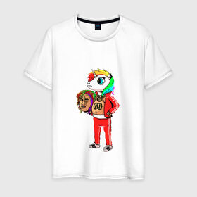 Мужская футболка хлопок с принтом 69 rainbow в Курске, 100% хлопок | прямой крой, круглый вырез горловины, длина до линии бедер, слегка спущенное плечо. | 6ix9ine | единорог | пони