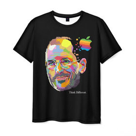 Мужская футболка 3D с принтом Стив Джобс / Think Different в Курске, 100% полиэфир | прямой крой, круглый вырез горловины, длина до линии бедер | apple | different | ipad | iphone | jobs | steve | steven | think | аппле | джобс | жобс | основатель | создатель | стив | стивен | эпл | яблоко