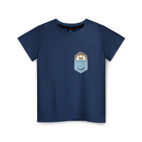 Детская футболка хлопок с принтом Ёжик в кармане в Курске, 100% хлопок | круглый вырез горловины, полуприлегающий силуэт, длина до линии бедер | еж | ёжик | ёжик в кармане | лес
