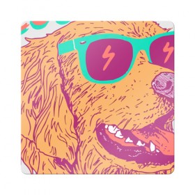 Магнит виниловый Квадрат с принтом cool boi в Курске, полимерный материал с магнитным слоем | размер 9*9 см, закругленные углы | dog | дог | круто | лето | очки | песики | пляж | собаки