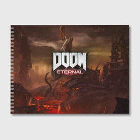 Альбом для рисования с принтом DOOM Eternal в Курске, 100% бумага
 | матовая бумага, плотность 200 мг. | doom | doomguy | slayer | вечный | дум | думгай | палач рока