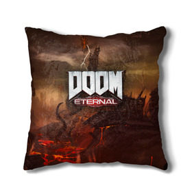 Подушка 3D с принтом DOOM Eternal в Курске, наволочка – 100% полиэстер, наполнитель – холлофайбер (легкий наполнитель, не вызывает аллергию). | состоит из подушки и наволочки. Наволочка на молнии, легко снимается для стирки | doom | doomguy | slayer | вечный | дум | думгай | палач рока