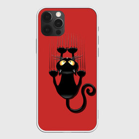 Чехол для iPhone 12 Pro Max с принтом Черный Кот в Курске, Силикон |  | Тематика изображения на принте: black | cat | cats | кот | котенок | коты | кошка | кошки | красный | черная