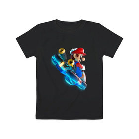 Детская футболка хлопок с принтом Super Mario в Курске, 100% хлопок | круглый вырез горловины, полуприлегающий силуэт, длина до линии бедер | 